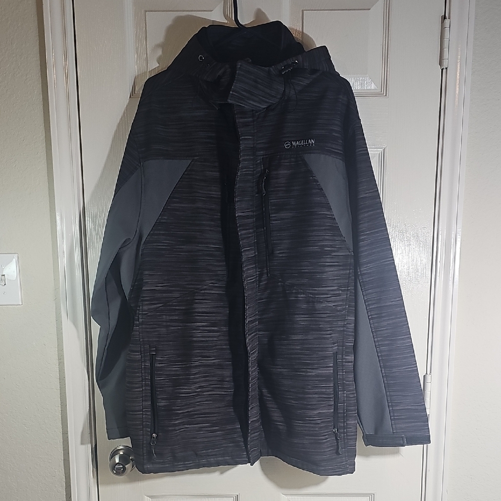 Magellan Outdoors Men's Dark Gray Performance Jacket Lined Hooded XL